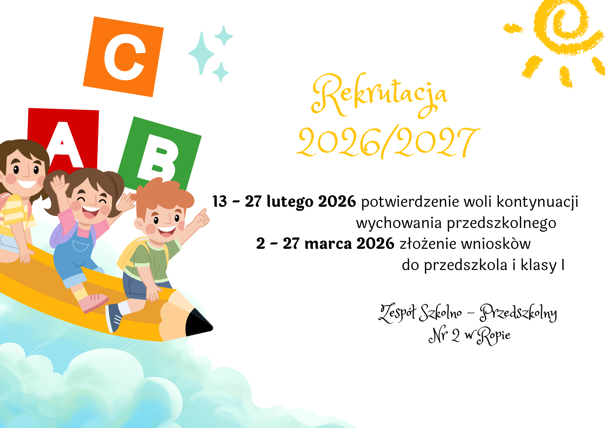 Rekrutacja na rok szkolny 2026/2027